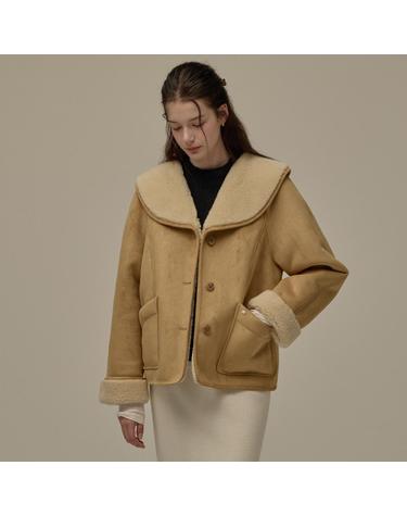 Wide collar mustang jacket - Camel