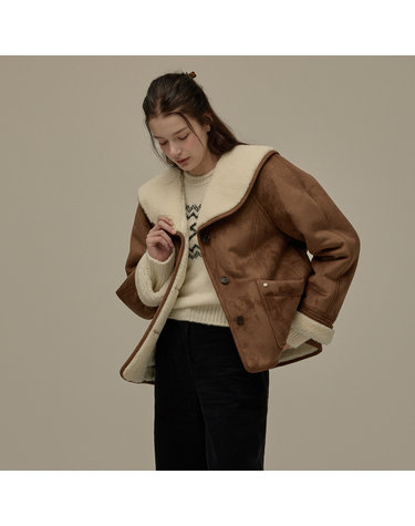 Wide collar mustang jacket - Brown