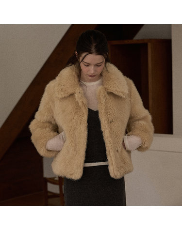 Alpaca faux fur jacket - Beige