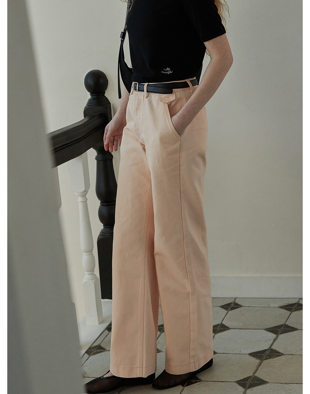 비뮤즈맨션 Pocket point cotton pants - Salmon Peach 착용컷