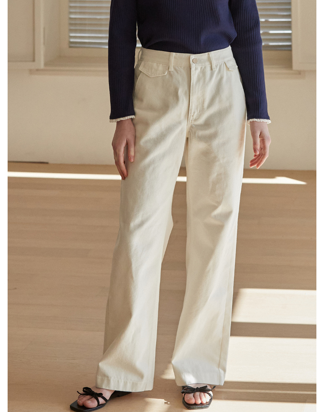비뮤즈맨션 Pocket point cotton pants - Salmon Peach 착용컷