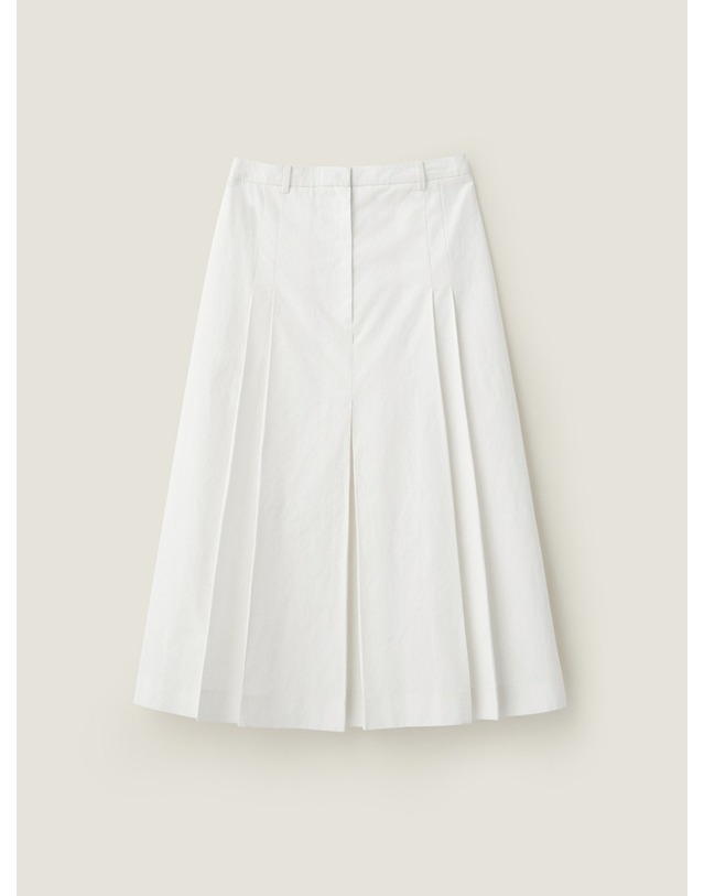 비뮤즈맨션 Front pleats detail skirt - Off white 착용컷