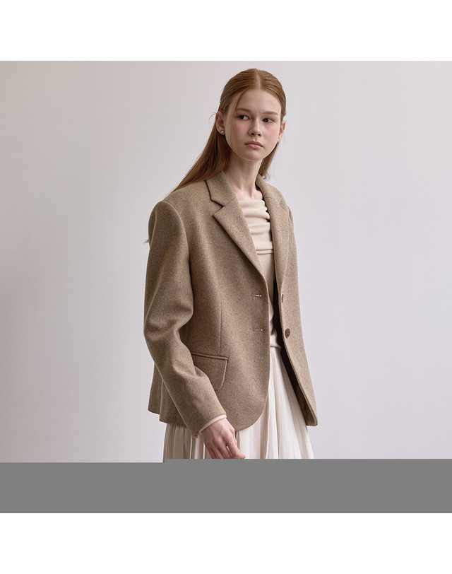 비뮤즈맨션 Wool overfit single jacket - Beige 착용컷