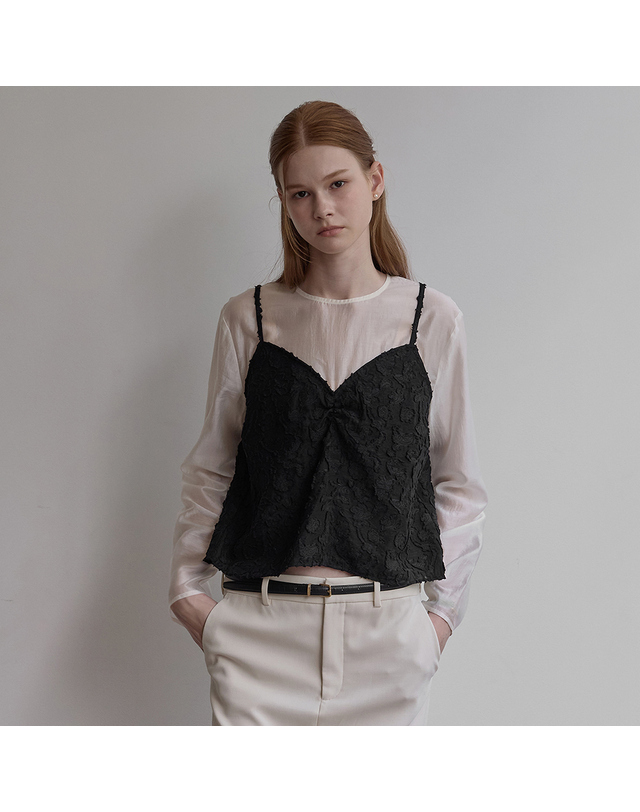 비뮤즈맨션 Jacquard bustier blouse - Ivory 착용컷
