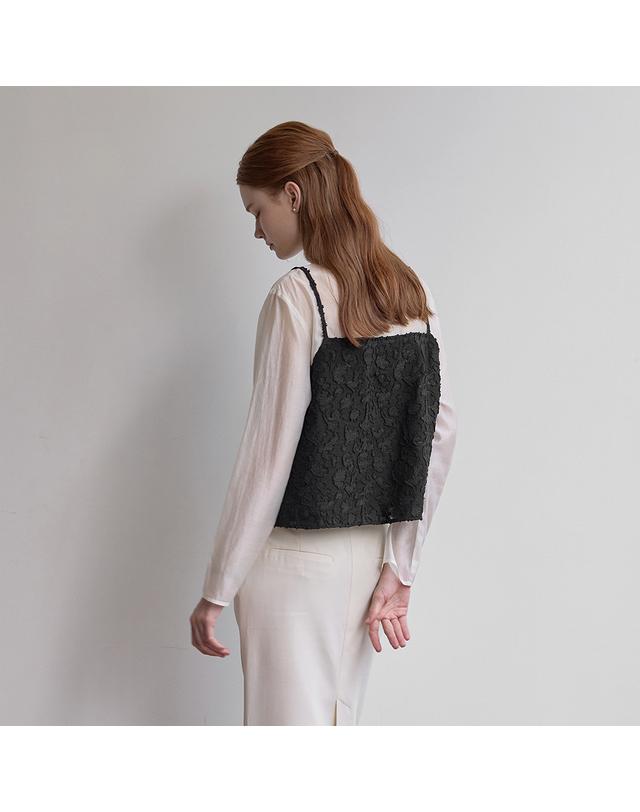 비뮤즈맨션 Jacquard bustier blouse - Black 착용컷