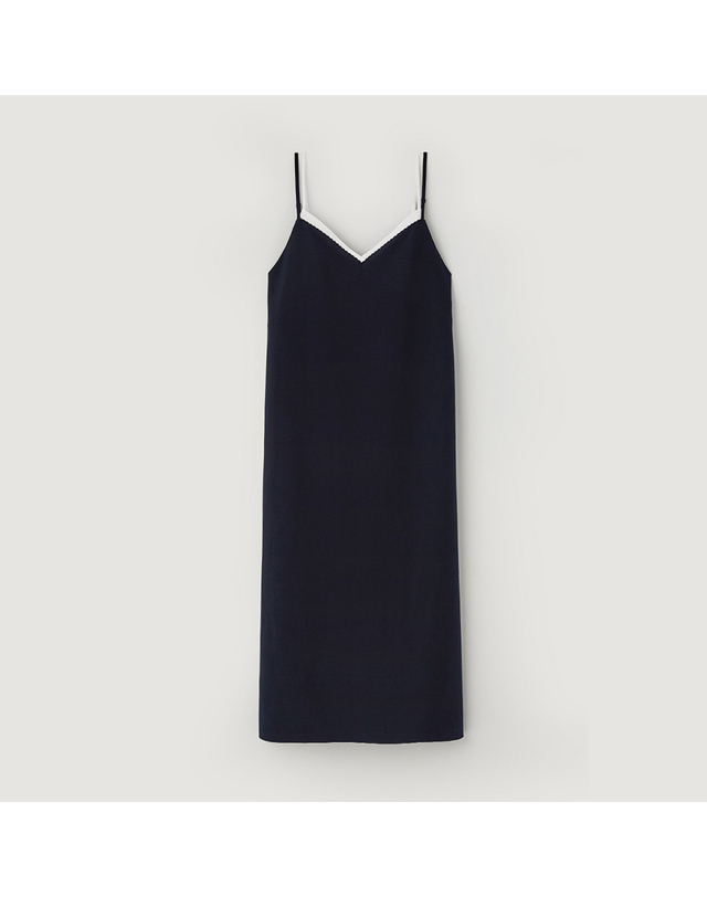 비뮤즈맨션 Combination layered dress - Navy 착용컷