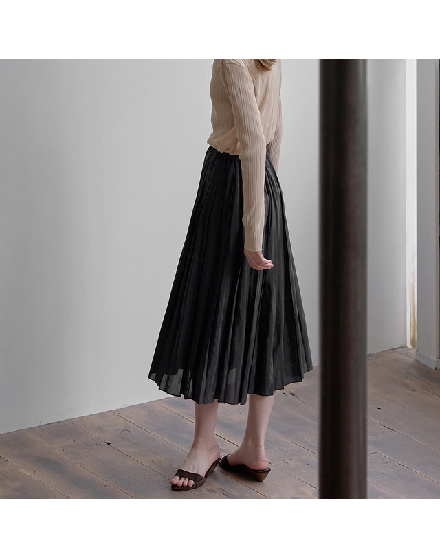 비뮤즈맨션 Melisa pleated skirt - Black 착용컷