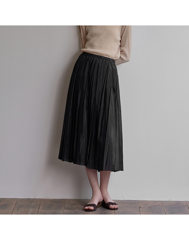 비뮤즈맨션 Melisa pleated skirt - Black 착용컷