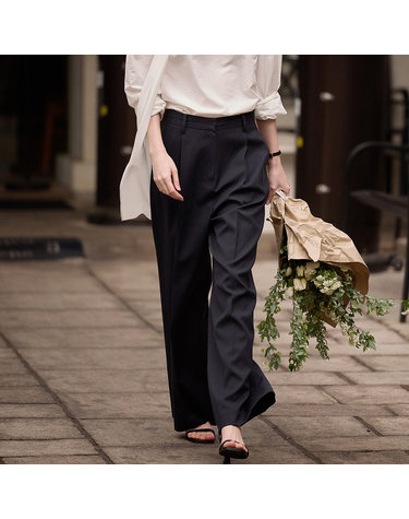 Tuck wide pants - Navy