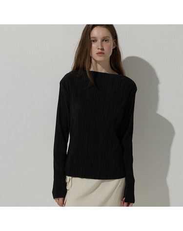 Boat neck crease top - Black