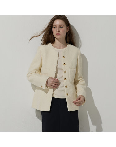 Boucle tweed jacket - Cream ivory