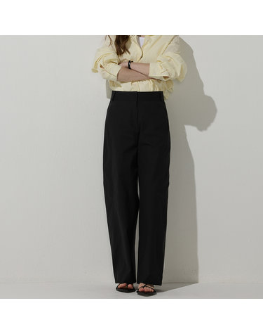 Curved cotton pants - Black