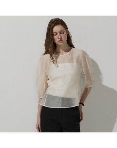 Peplum sheer blouse - Cream