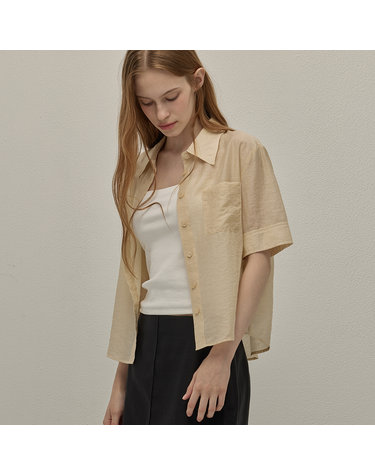 Sheer half sleeve shirt - Beige