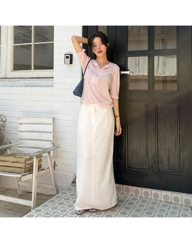 Back slit h-line long skirt - Ivory