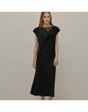 Drape neck dress - Black