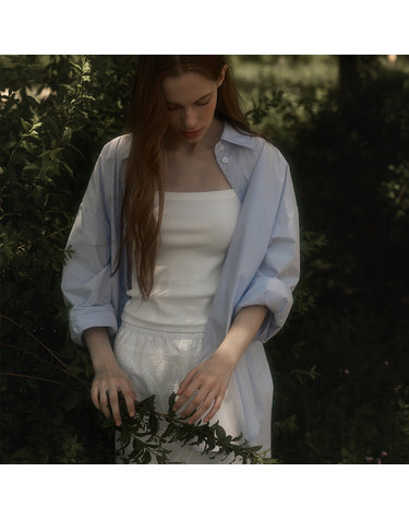 Basic embroidery shirt - Sky blue