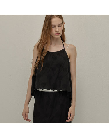 Scallop lace halterneck top - Black