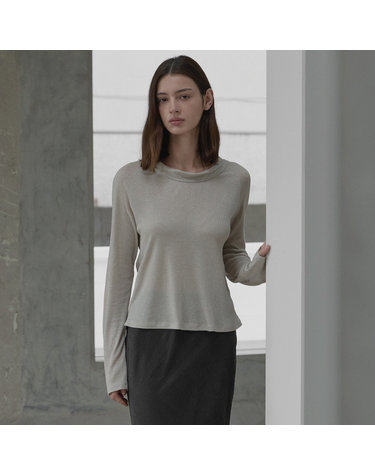 U-neck scarf top - Oatmeal