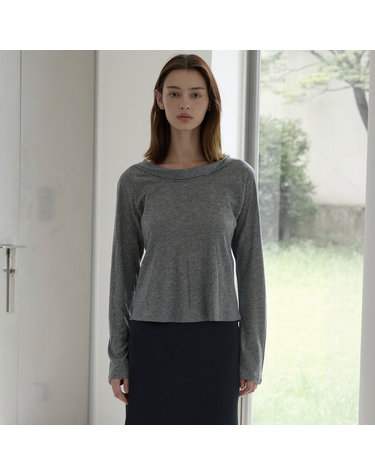 U-neck scarf top - Grey