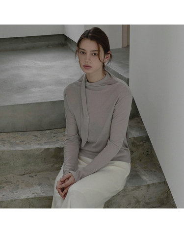 See-through scarf top - Light cocoa