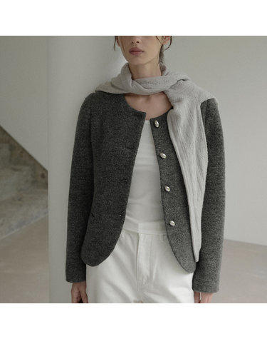 Round-neck wool jacket - Grey