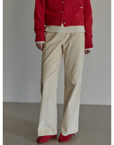 Corduroy semi wide pants - Cream