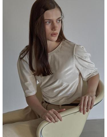 Velvet curved tee - Ivory