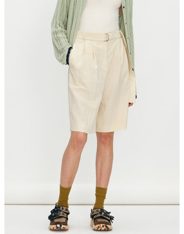 Two tuck half pants - Butter cream