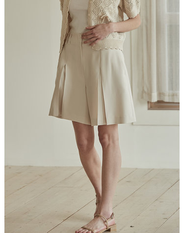 Jane pleats skirt pants - Vanilla