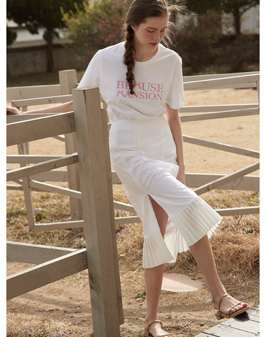 Pleats patch skirt - Ivory