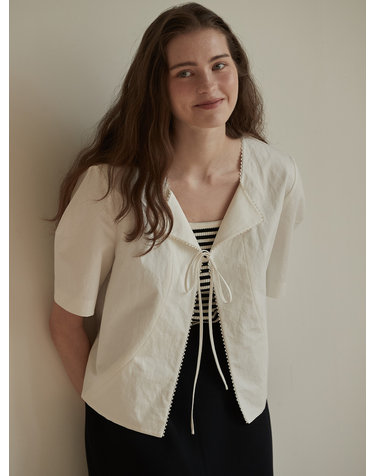 Lace flat collar jacket - Off white