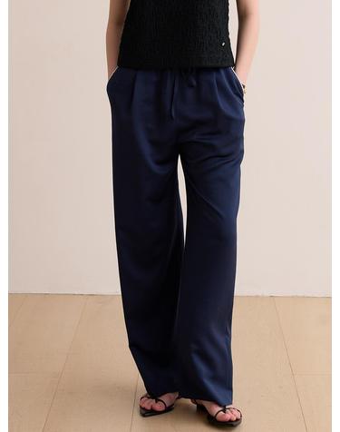 Satin banding pants - Navy