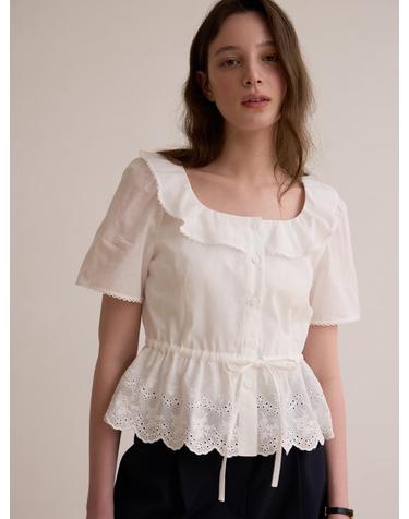 Eyelet lace blouse - Off white