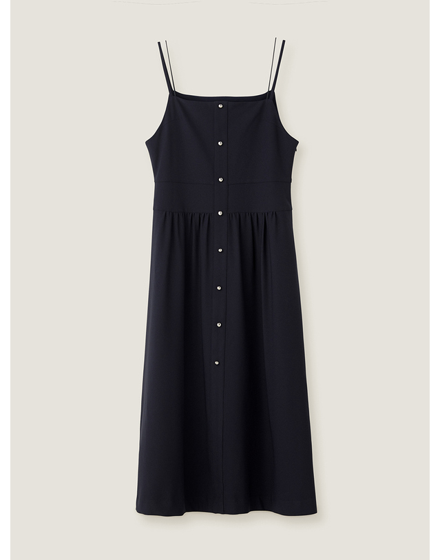 비뮤즈맨션 Button up volume layered dress - Navy 착용컷