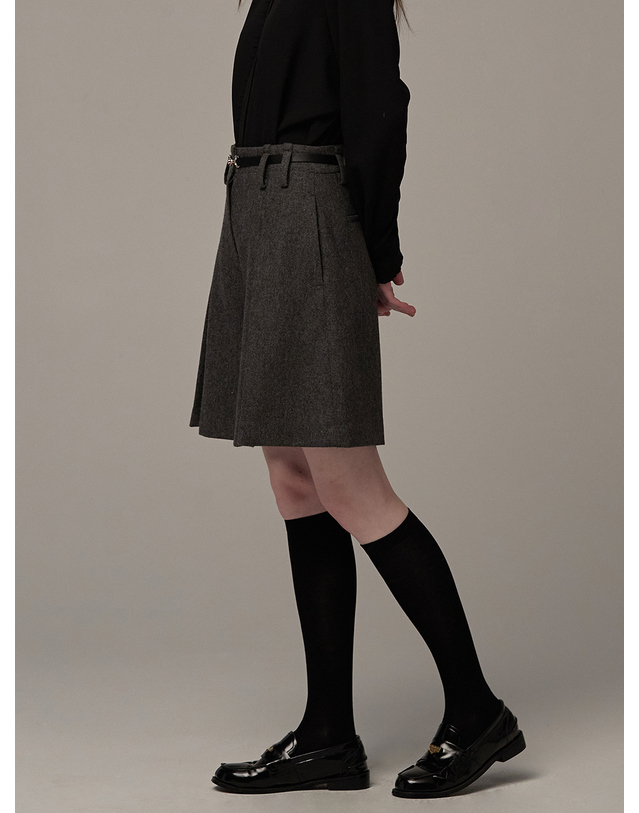 비뮤즈맨션 Wide pleats skirt pants - Charcoal 착용컷