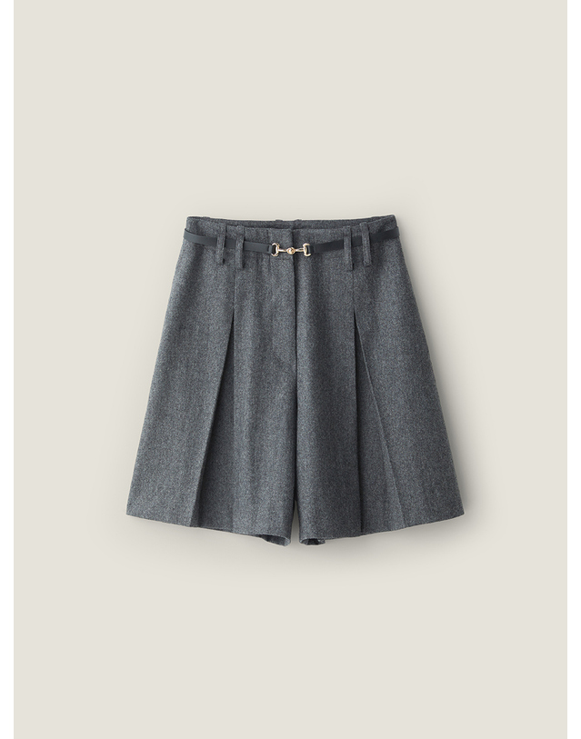 비뮤즈맨션 Wide pleats skirt pants - Charcoal 착용컷