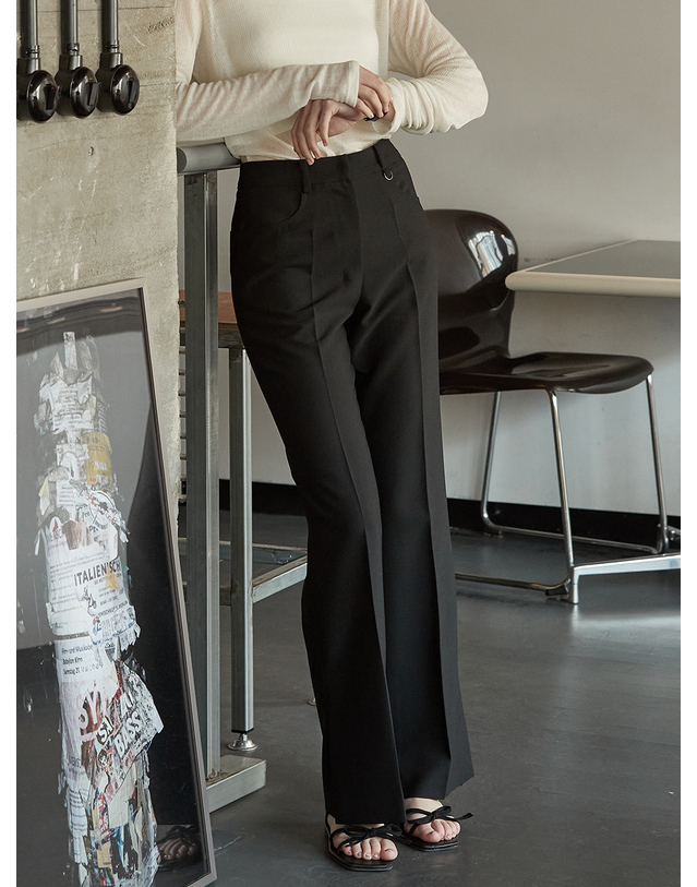 비뮤즈맨션 Side slit semi boots cut pants - Black 착용컷