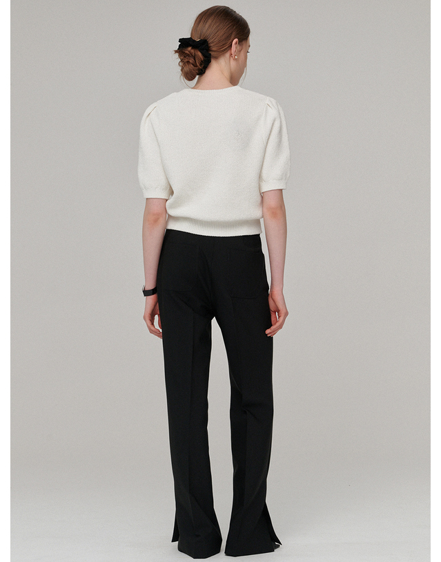 비뮤즈맨션 Side slit semi boots cut pants - Black 착용컷