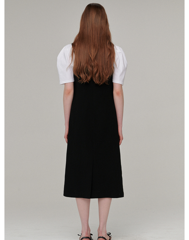 비뮤즈맨션 Ribbon layered dress - Black 착용컷