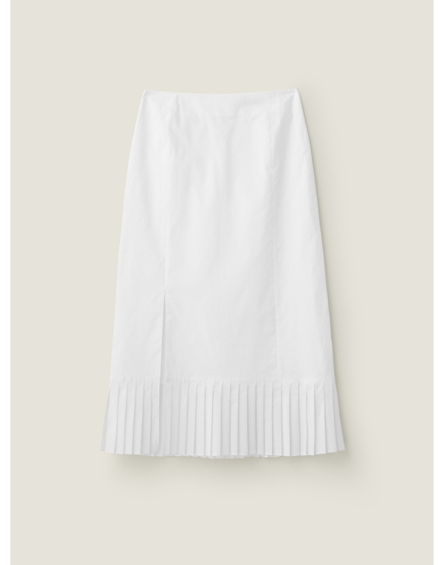 비뮤즈맨션 Pleats patch skirt - Ivory 착용컷