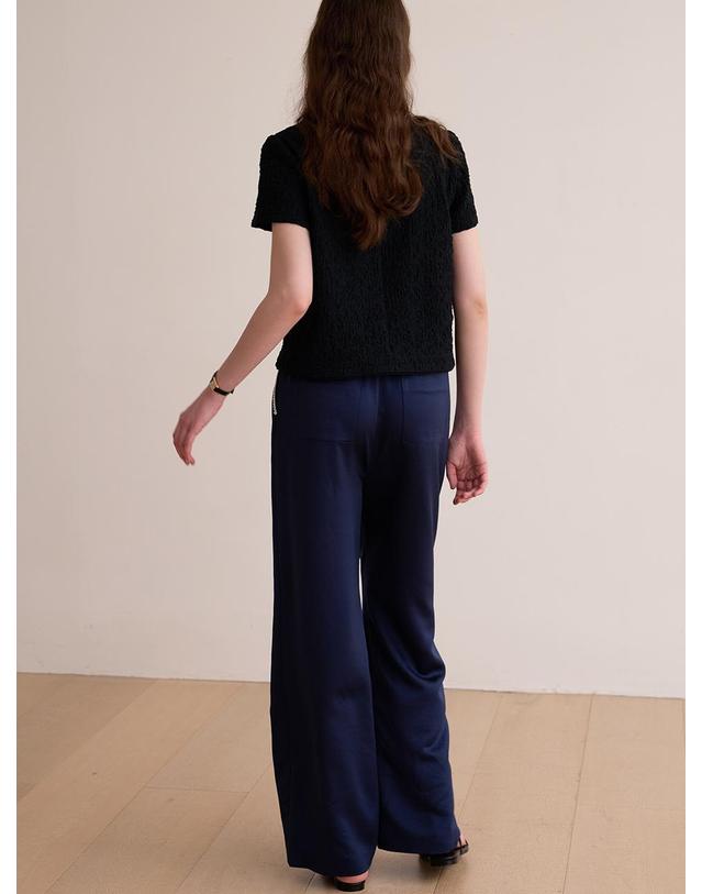 비뮤즈맨션 Satin banding pants - Navy 착용컷