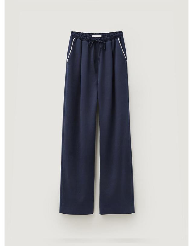 비뮤즈맨션 Satin banding pants - Navy 착용컷