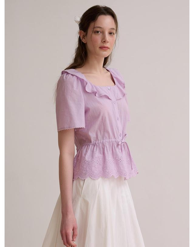 비뮤즈맨션 Eyelet lace blouse - Lavender 착용컷