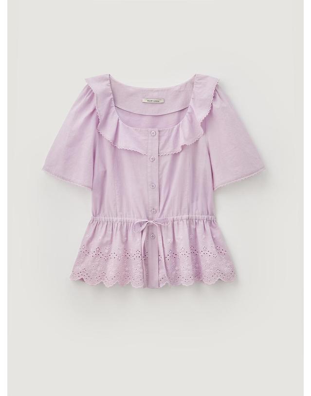 비뮤즈맨션 Eyelet lace blouse - Lavender 착용컷