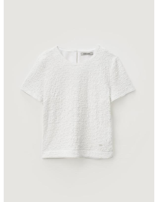 비뮤즈맨션 Crinkle round blouse - Off white 착용컷