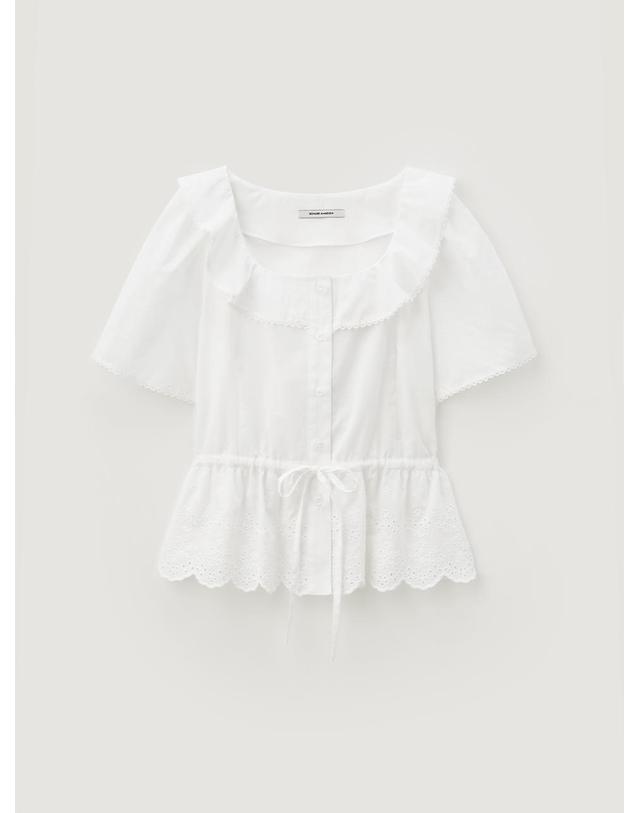 비뮤즈맨션 Eyelet lace blouse - Off white 착용컷