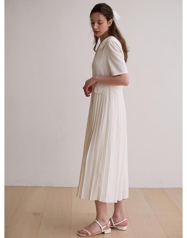 비뮤즈맨션 Sailor lace pleated dress - Ivory 착용컷