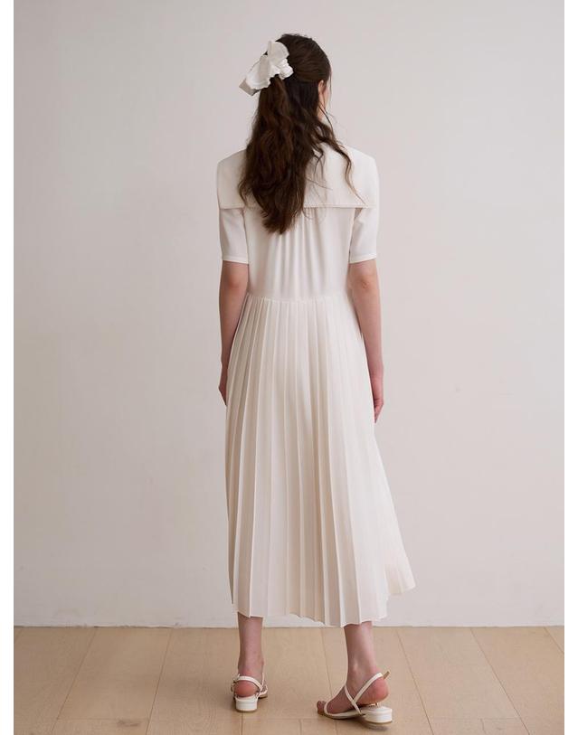 비뮤즈맨션 Sailor lace pleated dress - Ivory 착용컷