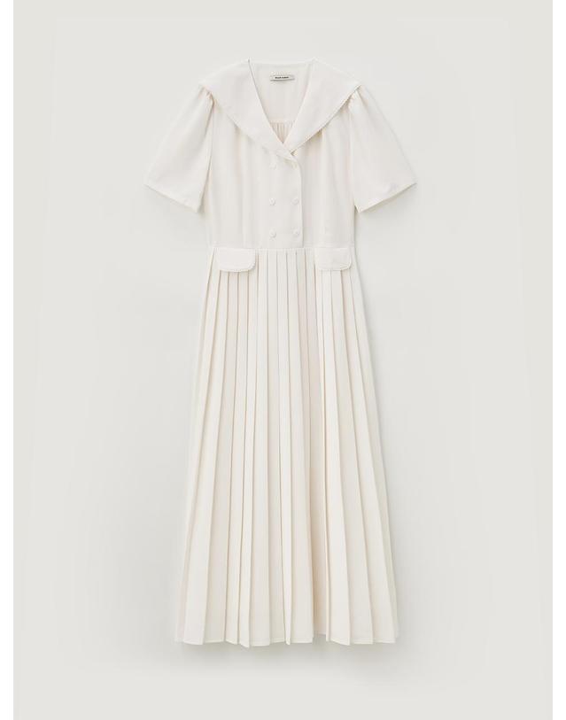 비뮤즈맨션 Sailor lace pleated dress - Ivory 착용컷